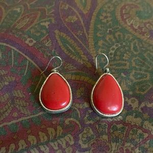Red turquoise Lucky Brand Drop Earrings